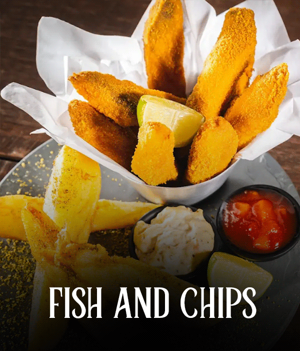 O prato mais famoso dos pubs irlandeses e ingleses: Filé de St. Peter empanado. Acompanha batata rústica com lemon pepper e molho tártaro.