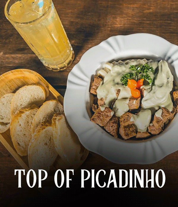 O nome já diz tudo do nosso picadinho de carne: cubos de baby beef Black Angus grelhado na manteiga, regado ao molho de gorgonzola e palmito de palmeira real. Acompanha torradas.